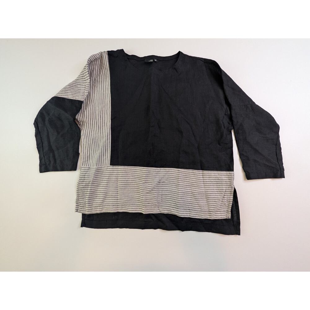 Lisa Bayne Linen Color-blocked Top Size Small - Picture 2 of 9